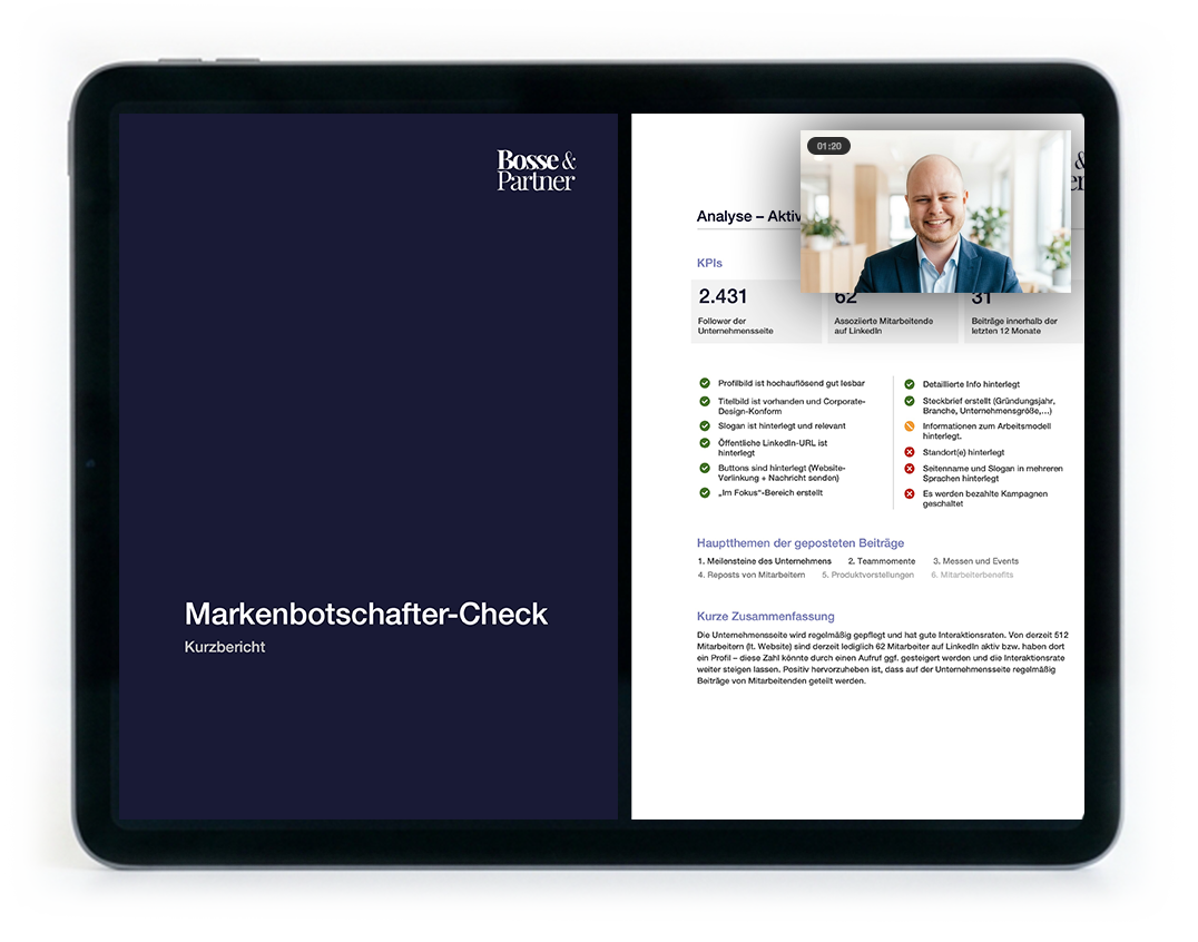 Markenbotschafter-Check - Visualisierung des Kurzberichts und der persönlichen Beratung.